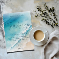Serene Blue Ocean Beach Wedding Thank You Cards