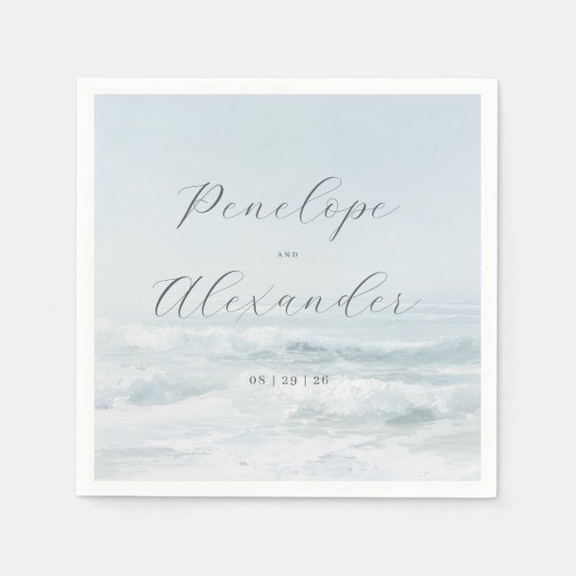 Serene Blue Ocean Waves Napkin (Front)