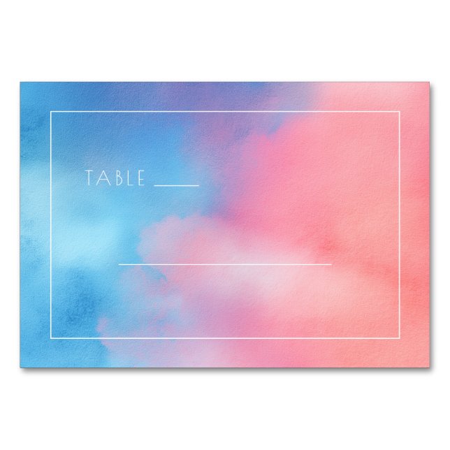 Serene Blue Pink Gradient Table Number (Front)