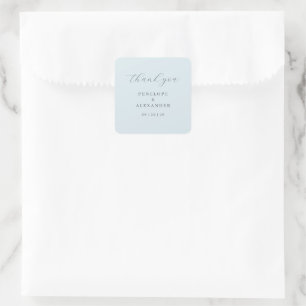 Serene Blue Thank You Card Square Sticker