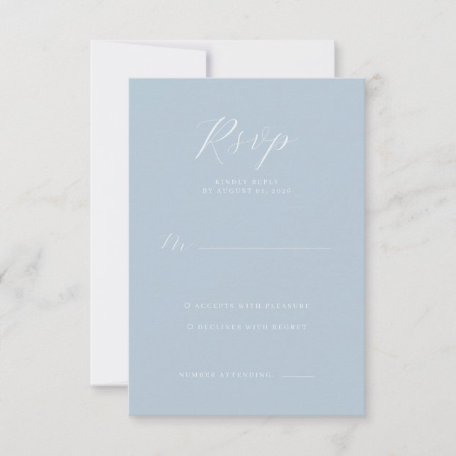 Serene Blue Typographic RSVP Card (Front)