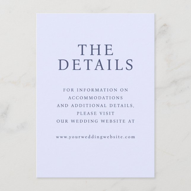 Serene Blue Typographic Wedding Details Enclosure Card (Front)