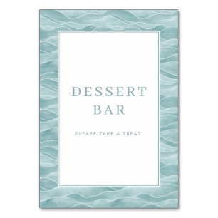 Serene Blue Water Wave Dessert Bar Sign Table Number