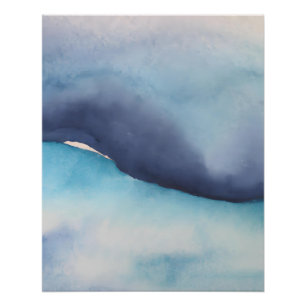 Serene Blue Watercolor Abstract Horizon Poster