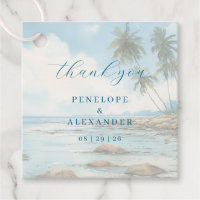 Serene Blue Watercolor Beach Scene