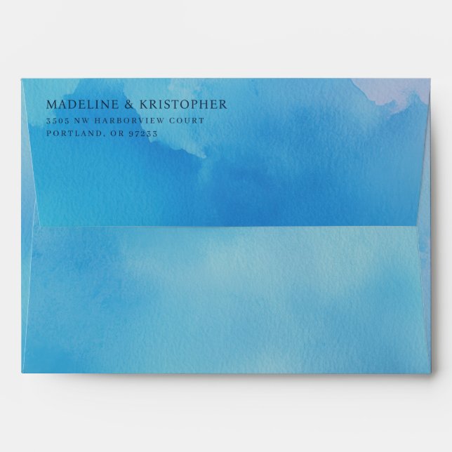 Serene Blue Watercolor Gradient Envelope (Back (Top Flap))