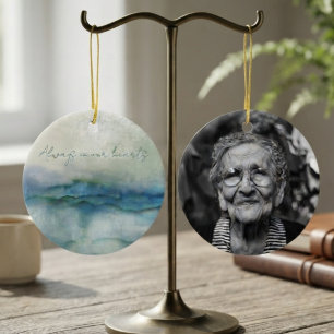 Serene Blue Watercolor Keepsake Ceramic Tree Decoration