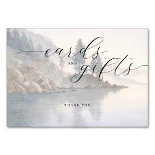 Serene Blue Watercolor Landscape Table Number