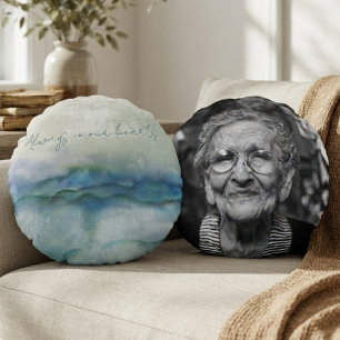 Serene Blue Watercolor Legacy Round Cushion