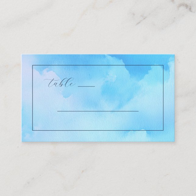 Serene Blue Watercolor Place Card (Front)