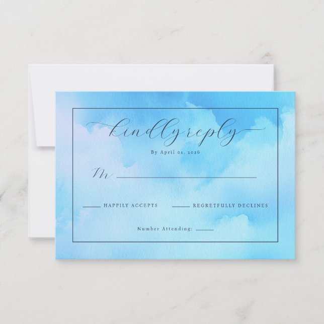 Serene Blue Watercolor RSVP Card (Front)