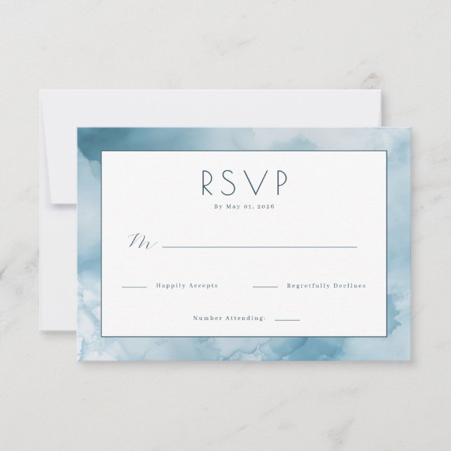 Serene Blue Watercolor RSVP Card (Front)
