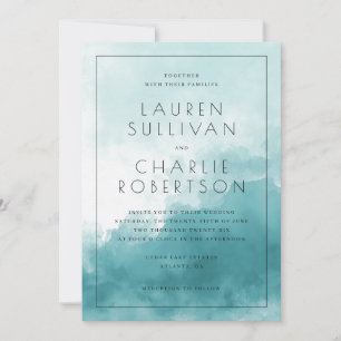 Serene Blue Watercolor Wedding Invitation