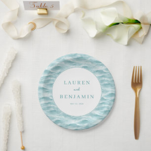Serene Blue Wave Centerpiece Paper Plate
