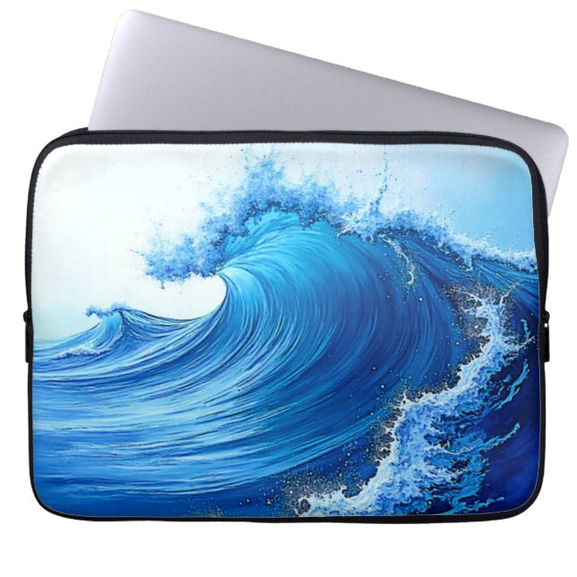 Serene Blue Wave Splashes Laptop Sleeve (Front)