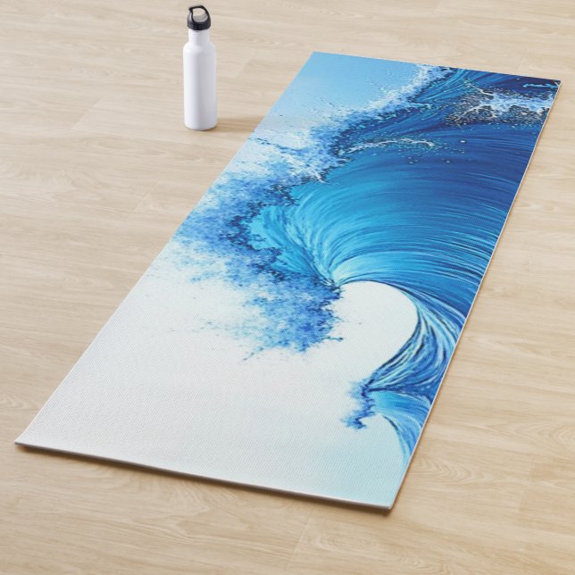 Serene Blue Wave Splashes Yoga Mat (In Situ)