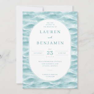 Serene Blue Wave Wedding Invitation