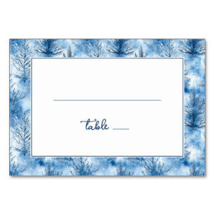 Serene Blue Winter Trees Table Number