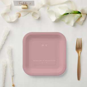 Serene Blush Pink Minimalist Paper Plate