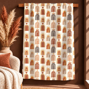 Serene Boho Rainbows Terracotta Brown Blanket Gift
