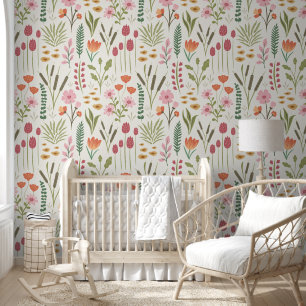 Serene Botanical Meadow Garden Wallpaper