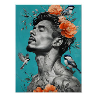 Serene Botanical Wall Art - Portrait with Vibrant