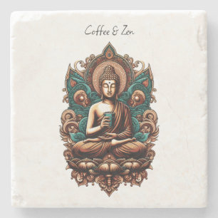 Serene Buddha, Coffee & Zen Sculpture Statue Stone Coaster