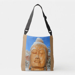 serene buddha face closeup crossbody bag