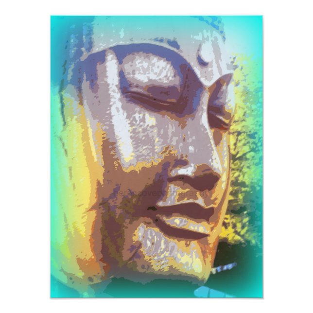 serene buddha face green photo print (Front)