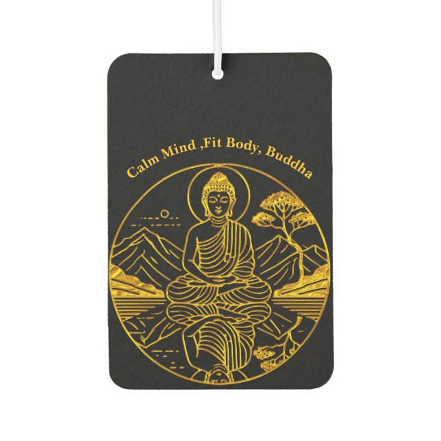 Serene Buddha Figure Reflecting on Tranquil Waters Car Air Freshener (Front)