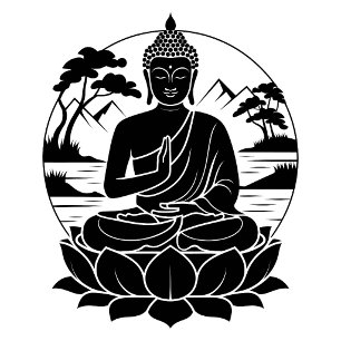 Serene Buddha Lotus Silhouette T‑Shirt T-Shirt