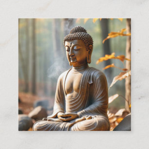 Serene Buddha Statue Zen Vibes Harmony Garden Calm Square Business Card