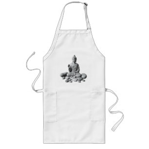 Serene Buddha with Stones and Plants Long Apron