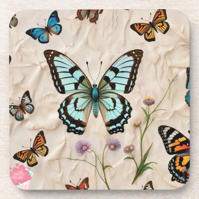 "Serene Butterfly Elegance" Coaster (Front)