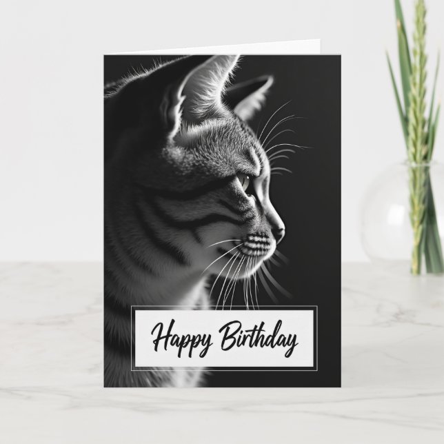 Serene Cat Profile Birthday Card (Front)