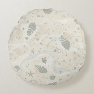 Serene Coastal Tidepool Round Cushion