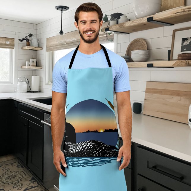 Serene Common Loon Sunset Blue Wildlife Lake Apron (Creator Uploaded)