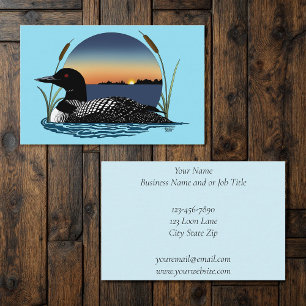 Serene Common Loon Sunset Blue Wildlife Lake Business Card