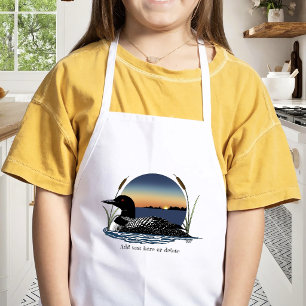 Serene Common Loon Sunset Blue Wildlife Lake Kids Apron