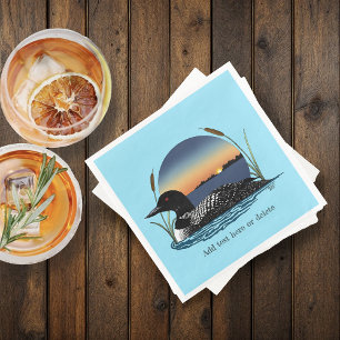 Serene Common Loon Sunset Blue Wildlife Lake Napkin