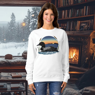 Serene Common Loon Sunset Blue Wildlife Lake Sweatshirt