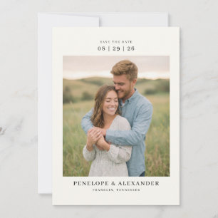 Serene Cream Rustic Photo Save The Date