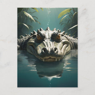 Serene Crocodile in Water Jungle Art Print Postcard