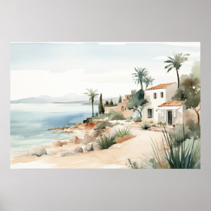 Serene Cyprus: Digital Watercolor Art Prints