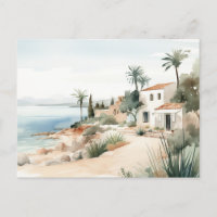 Serene Cyprus: Digital Watercolor Art Prints