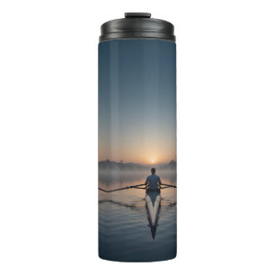 Serene Dawn Rowing Scull on Glassy Water Thermal Tumbler