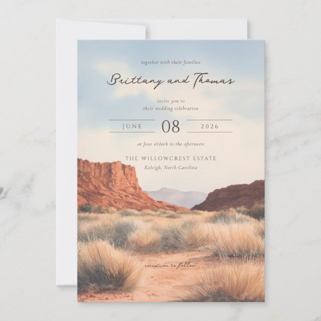 Serene Desert Landscape Invitation (Front)