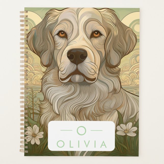 Serene Dog Planner with Name & Monogram (Front)