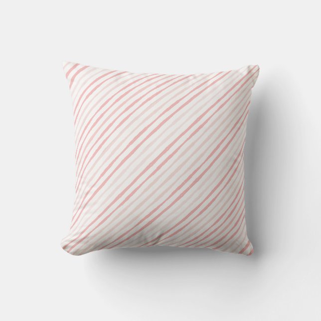 Serene Dusty Pink Stripes Cushion (Front)