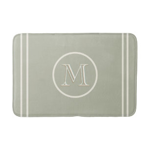 Serene Elegant Contemporary Green  Unique Monogram Bath Mat